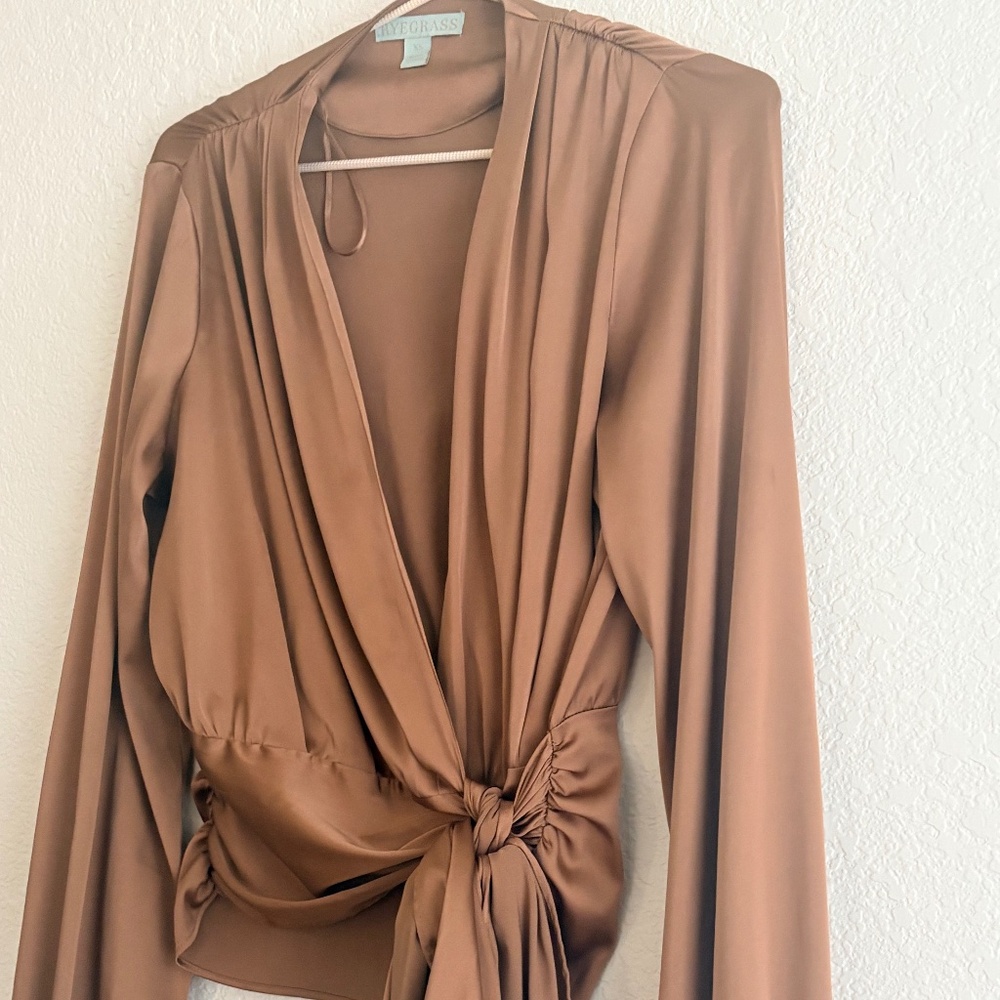 Satin wrap over blouse